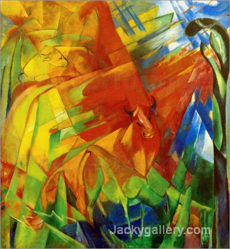 Bild mit Rindern II by Franz Marc paintings reproduction